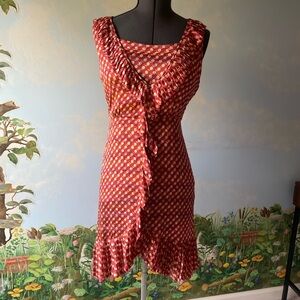 Tory Burch Size 6 Janette Kir Royal Jules Ruffle Front Sleeveless Dress New